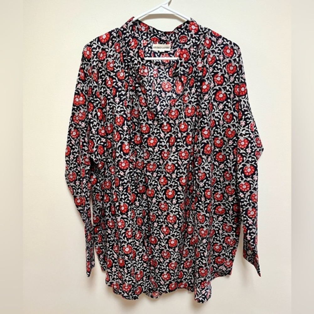 Sun Dried Laundry Block Print Tunic Blouse size Medium
